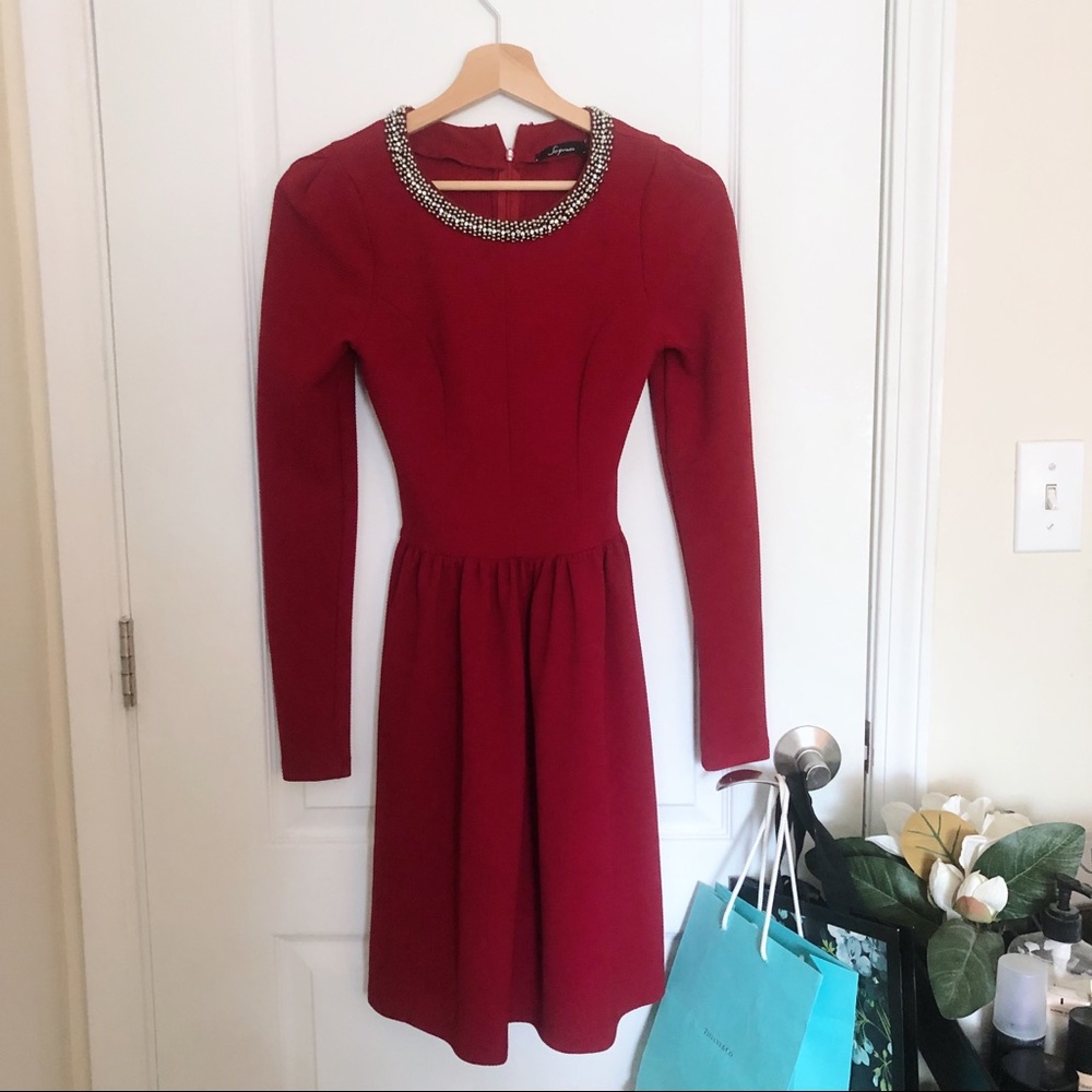 Soprano Red Long Sleeve Mini Dress